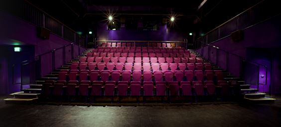 Shot of the studio theatre looking up at the seating.JPG