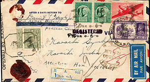 Pile of envelopes with different postage marks