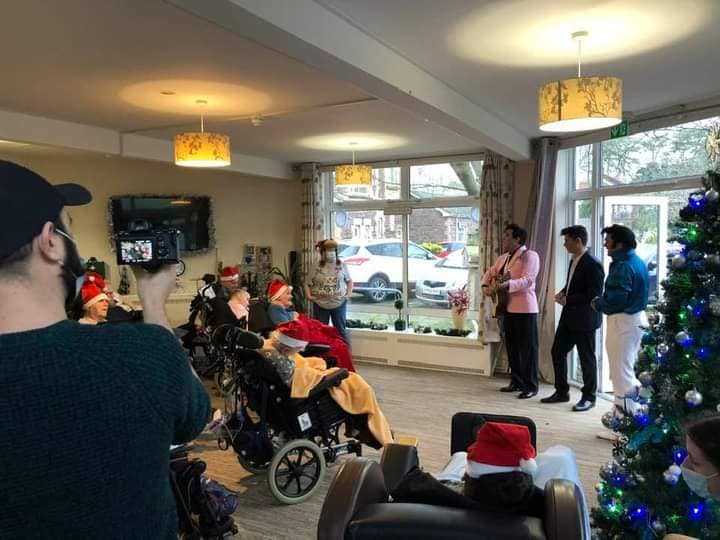 3 Elvis performers in a care home