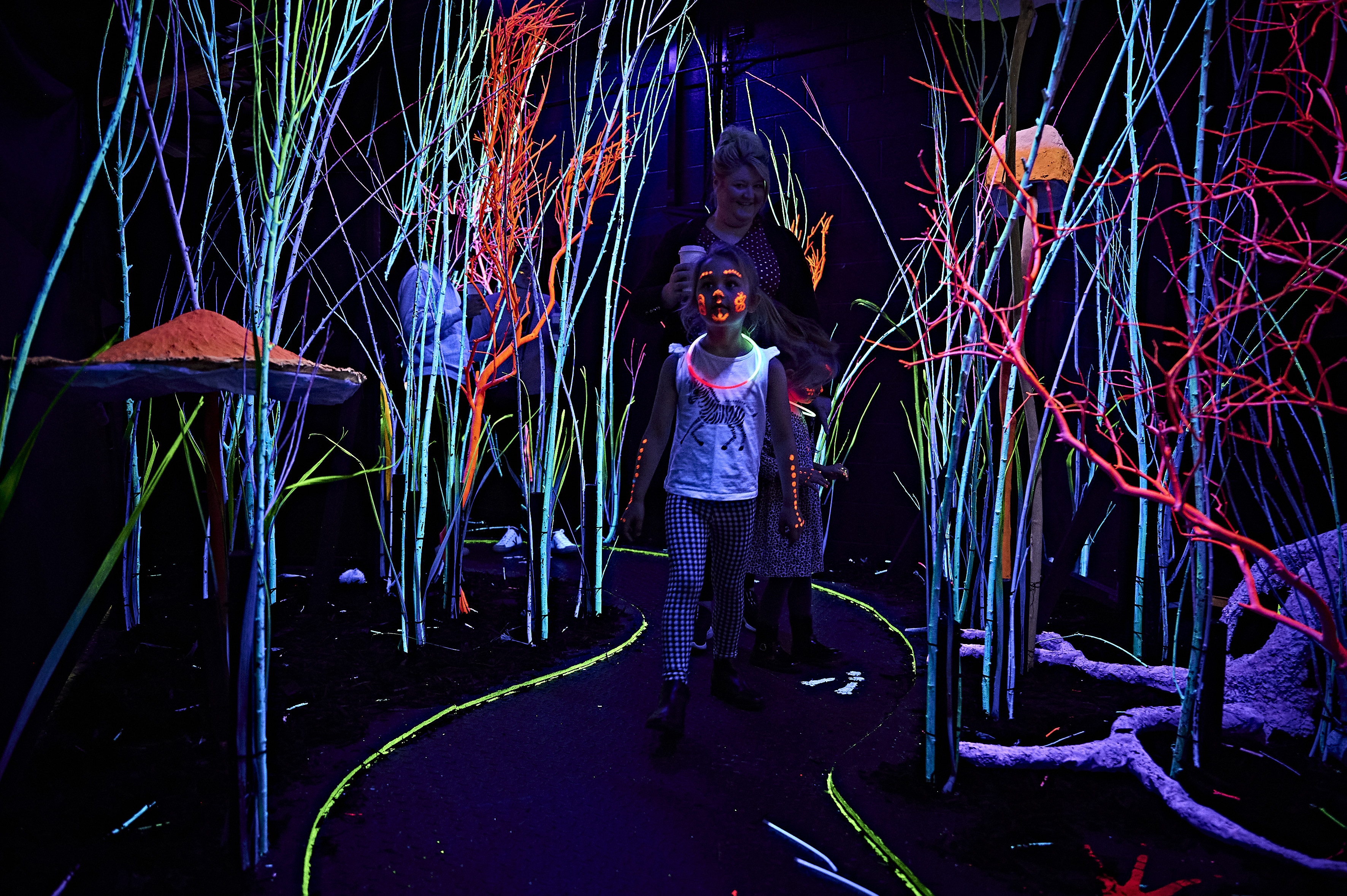 Glow in the dark forest as part of the Wonderland experience