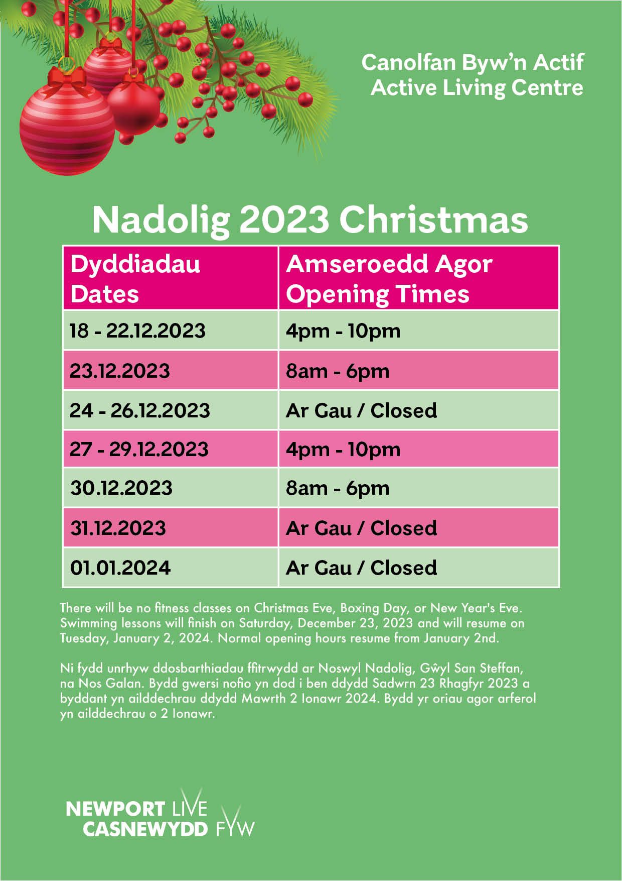 Opening Times Opening Times for Newport Live venues and facilities