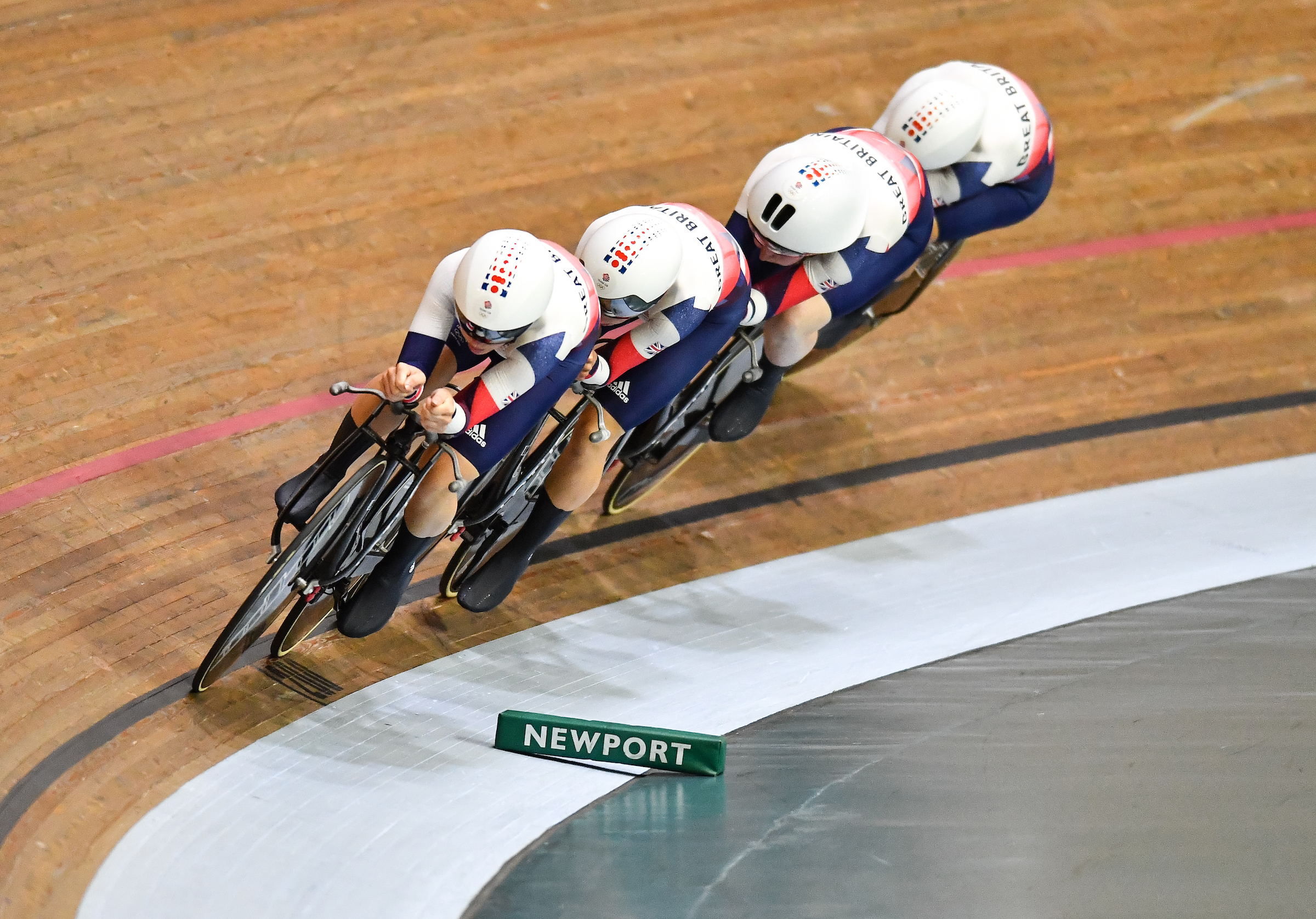 Picture by Will Palmer - Olympic Track Practice session and holding camp ahead of the 2020 Tokyo Olympics - Newport, Wales - Laura Kenny, Katie Archibald, Elinor Barker and Neah Evans on track.JPG