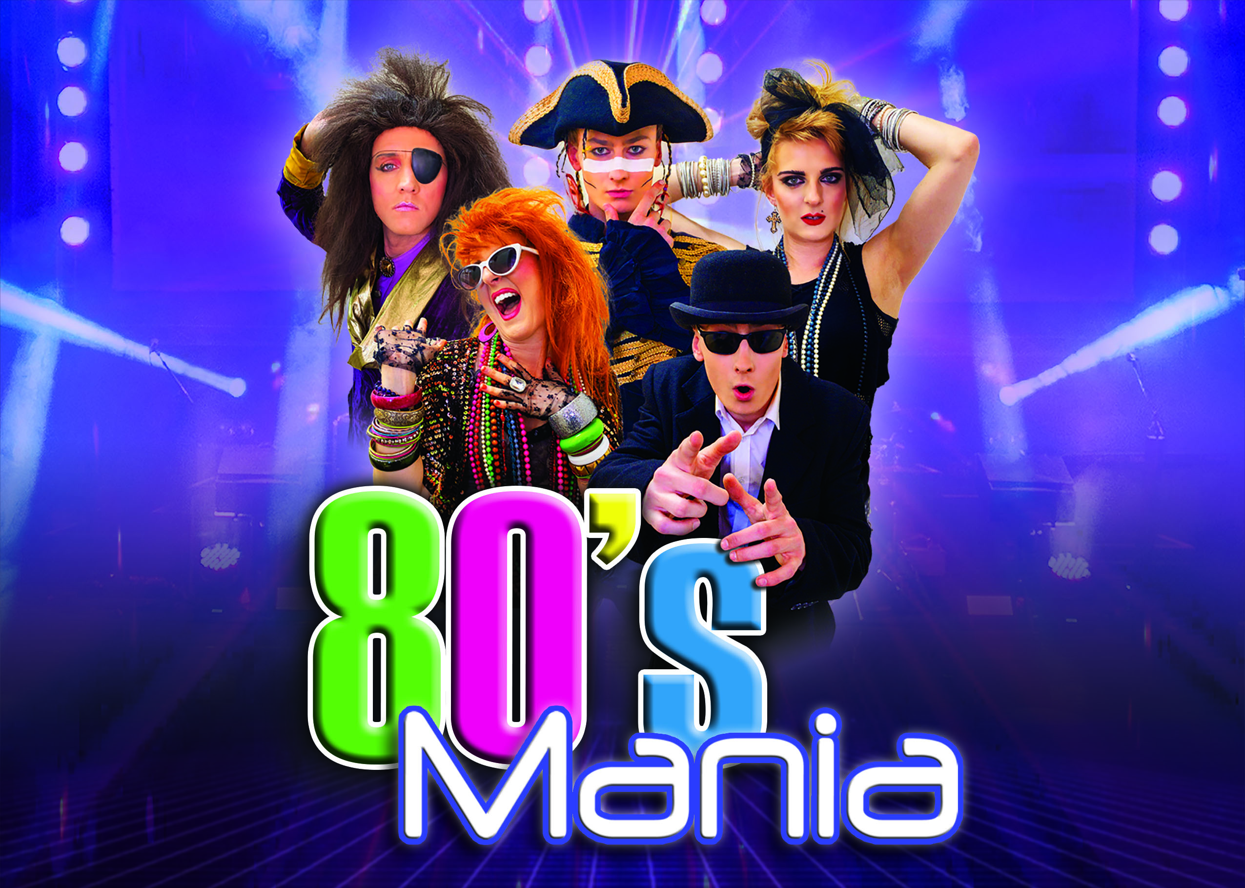 Group of people dressed as 80's performers