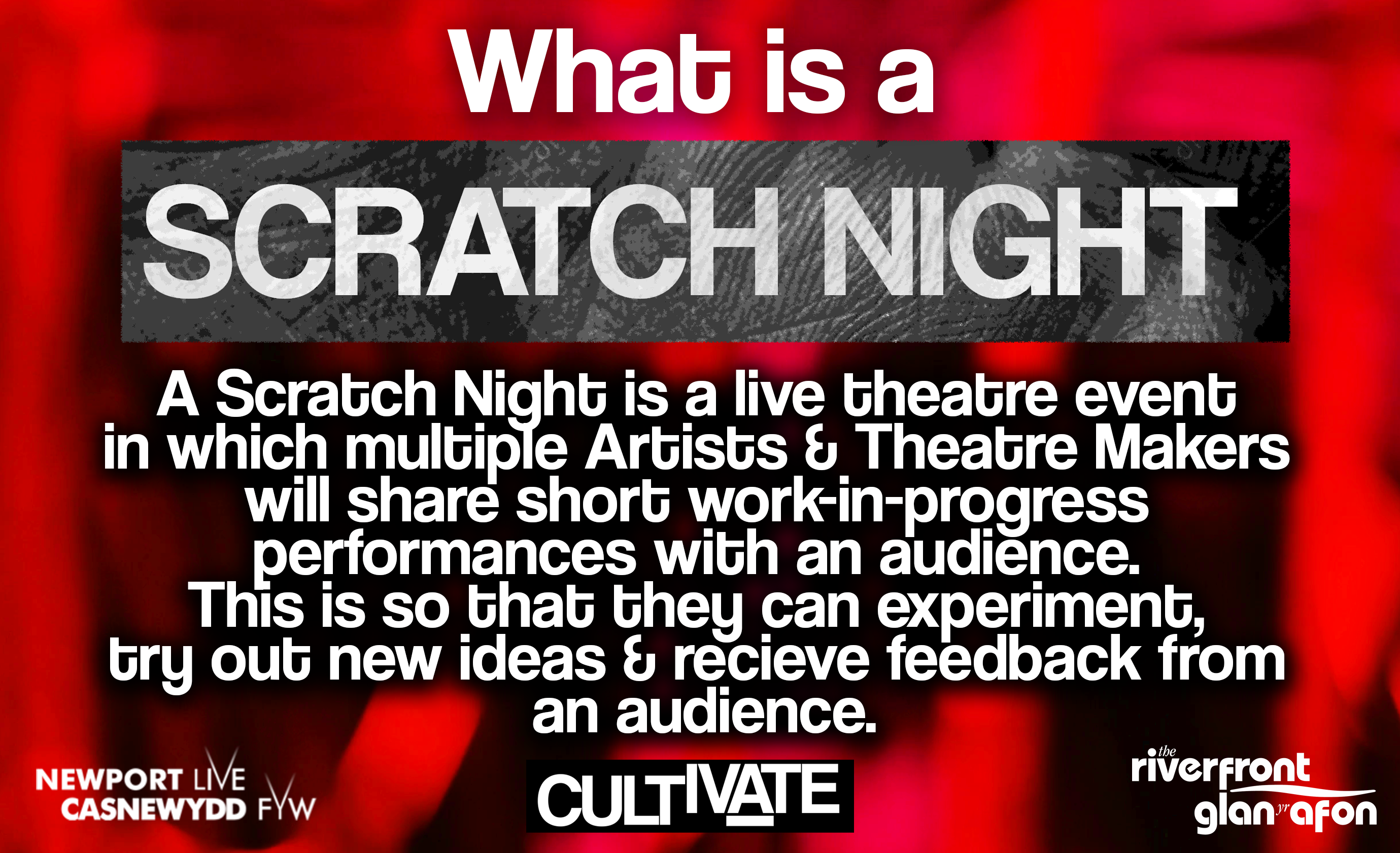 Graphic card explaining what Cultivate Scratch Night is